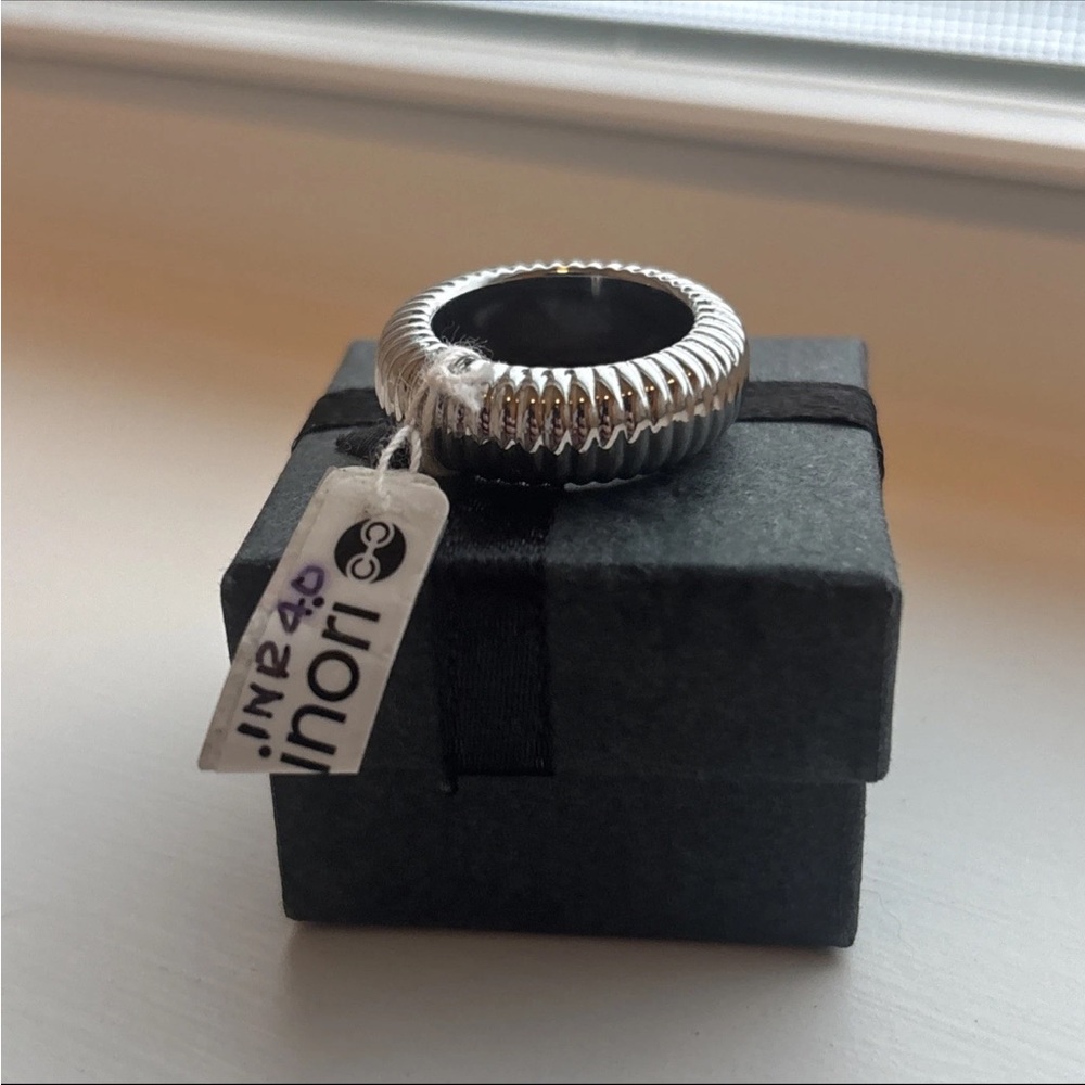 NWT Japanese Designer Inori Bold Thick Textured Ribbed Band Ring | Modern Unisex